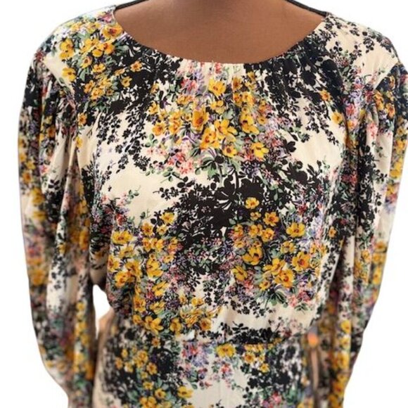 TOPSHOP White Floral Long Sleeve Maxi Dress with Deep-V in the Back – Size 8 - Picture 2 of 9